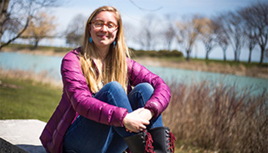 An unidentified female student posed for the camera